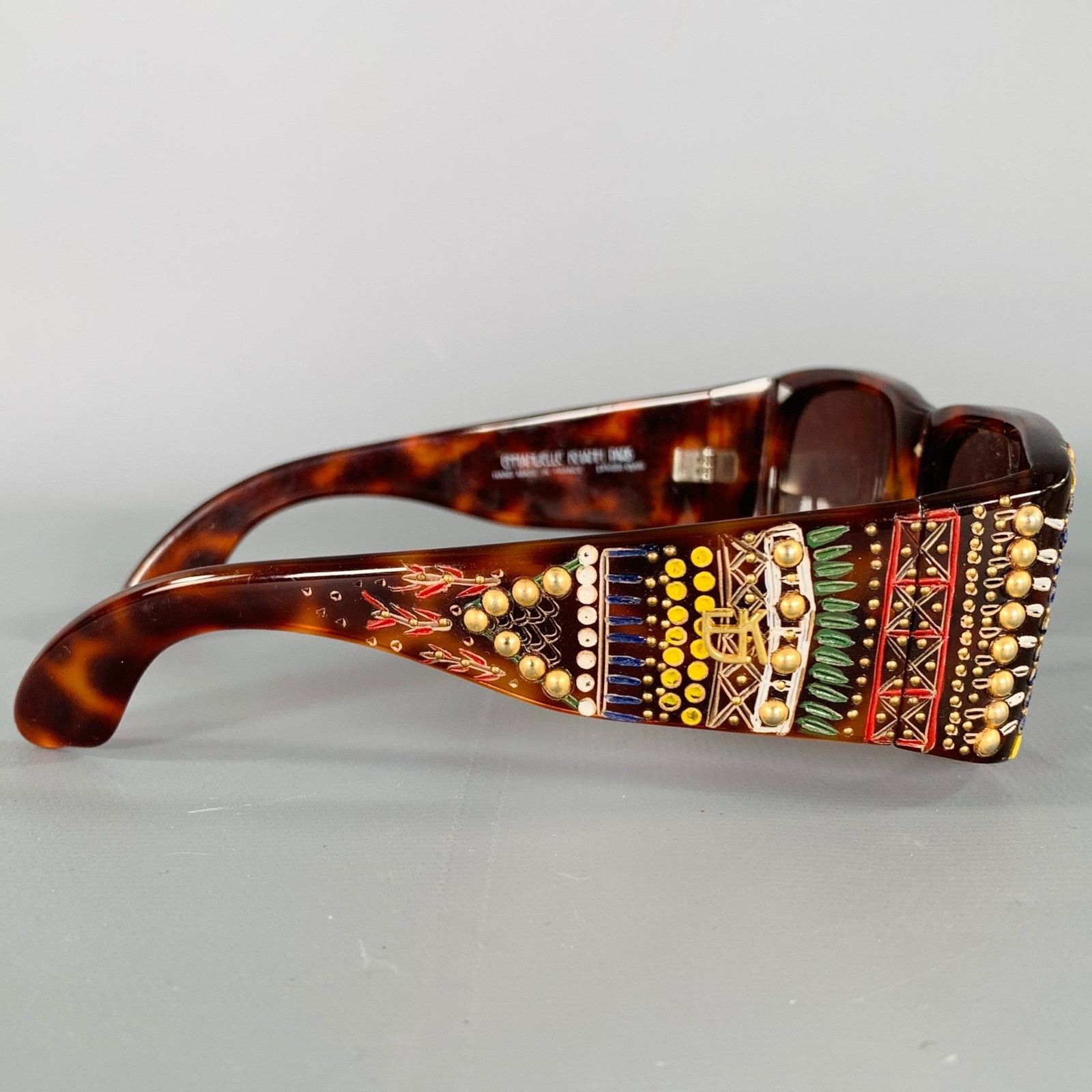 Emmanuelle Khanh Brown Multicolour Studded Acetate Sunglasses Size ONE SIZE - 2 Thumbnail