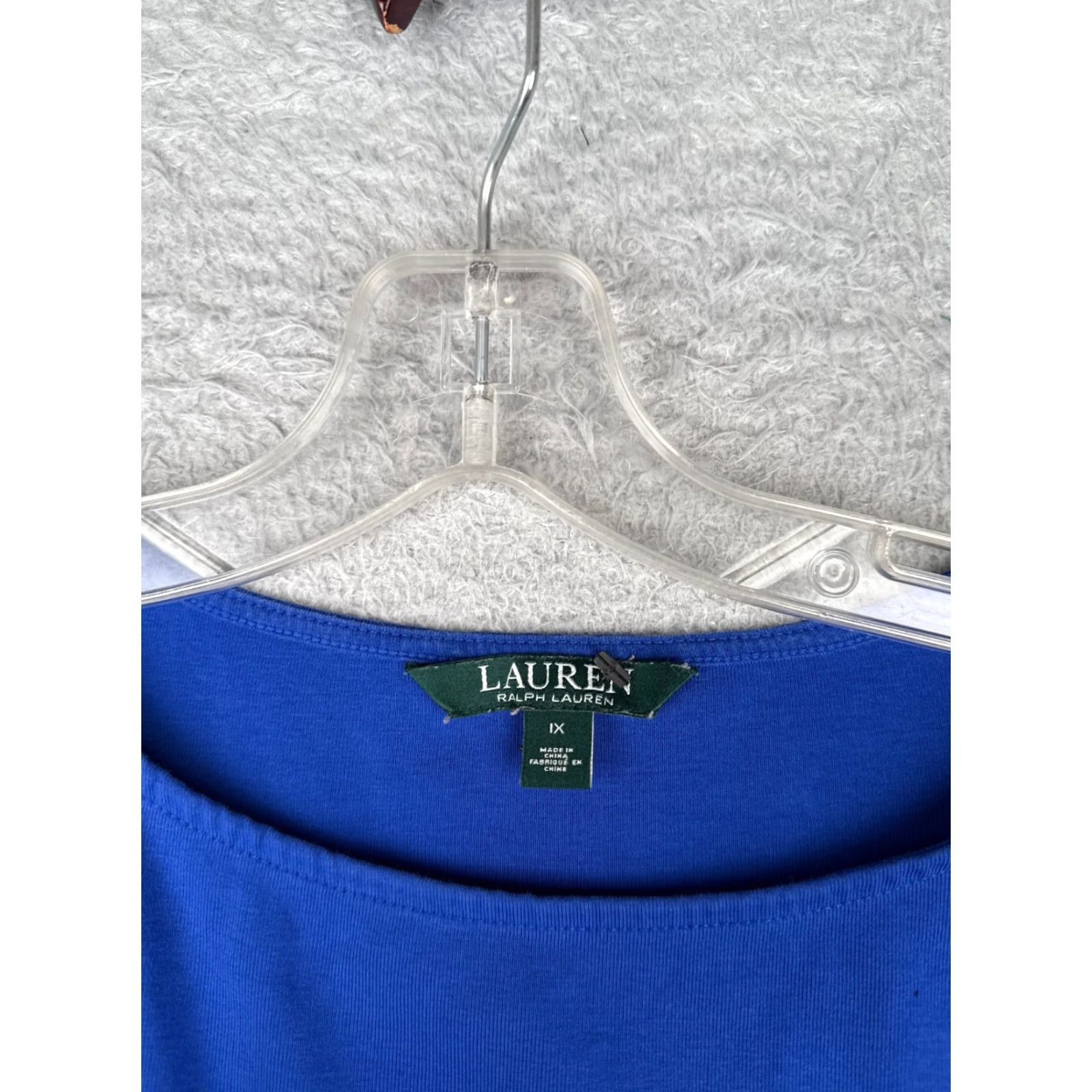 Ralph Lauren Lauren Ralph Lauren Shirt Women 1X Blue Short Sleeve Round Neck Cotton Blend Solid Womens Size XL / US 12-14 / IT 48-50 - 6 Thumbnail