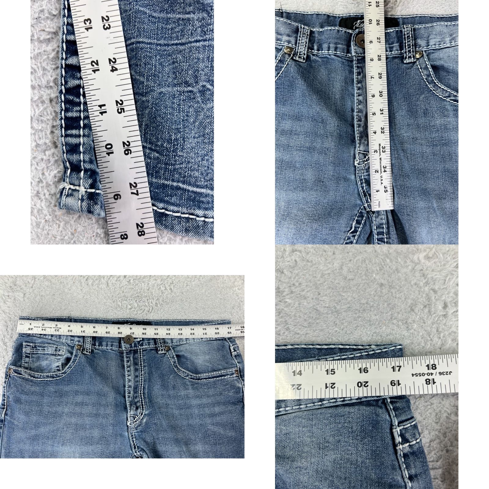 Vintage True Luck Jeans Adult 34 Blue Denim Straight 34x28 Cotton Blend Embroidered 5-Pocket Mens Regular Blue Jeans 34 Mens Size US 34 / EU 50 - 8 Thumbnail