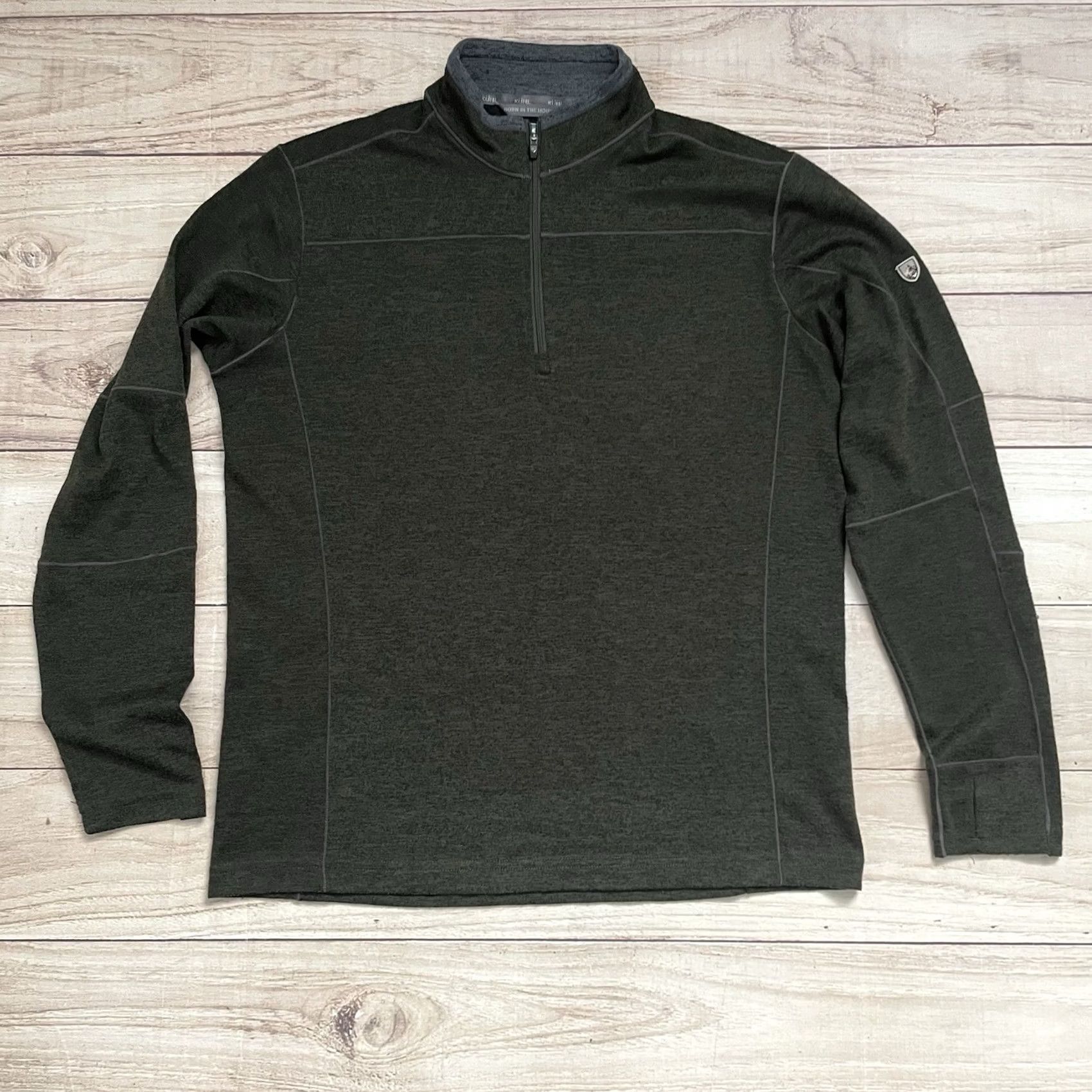 Vintage Kuhl Solid Green Fleece Ryzer Pullover 1/4 Quarter Zip Sweater Men Large Size US L / EU 52-54 / 3 - 2 Thumbnail