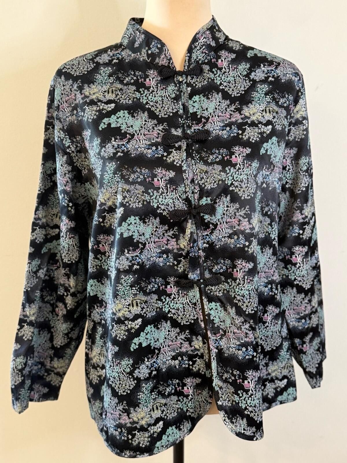 Industry of All Nations Notations kimono jacket floral Asian inspired colorful SZ LG Size L / US 10 / IT 46 - 1 Thumbnail
