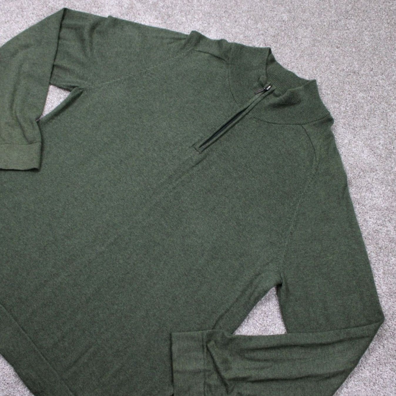 Vintage L.L. Bean Sweater Mens Large Green 1/4 Zip Pullover Casual Knit Cashmere Cotton Sweatshirt L/S Size US L / EU 52-54 / 3 - 3 Thumbnail