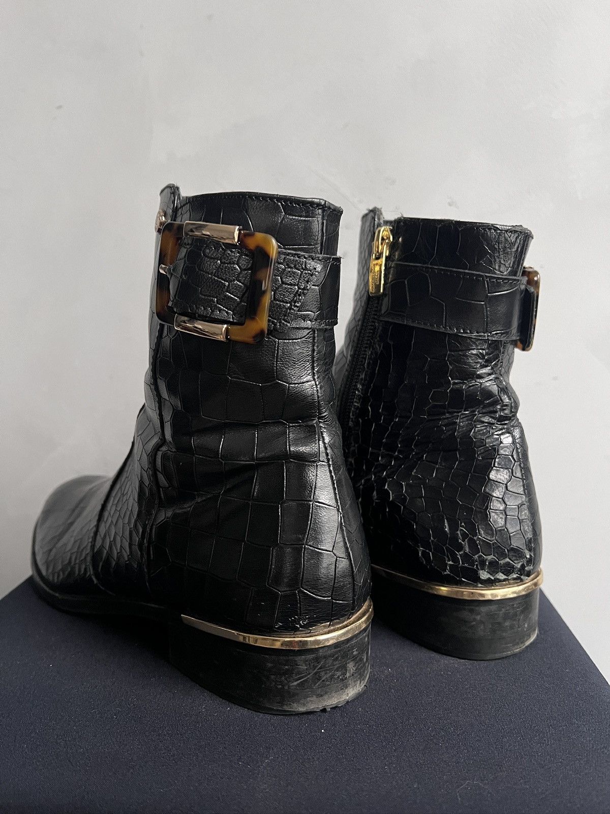 14th Addiction Crocodile pattern gothic avant garde leather ankle boots Size US 8 / EU 41 - 9 Thumbnail