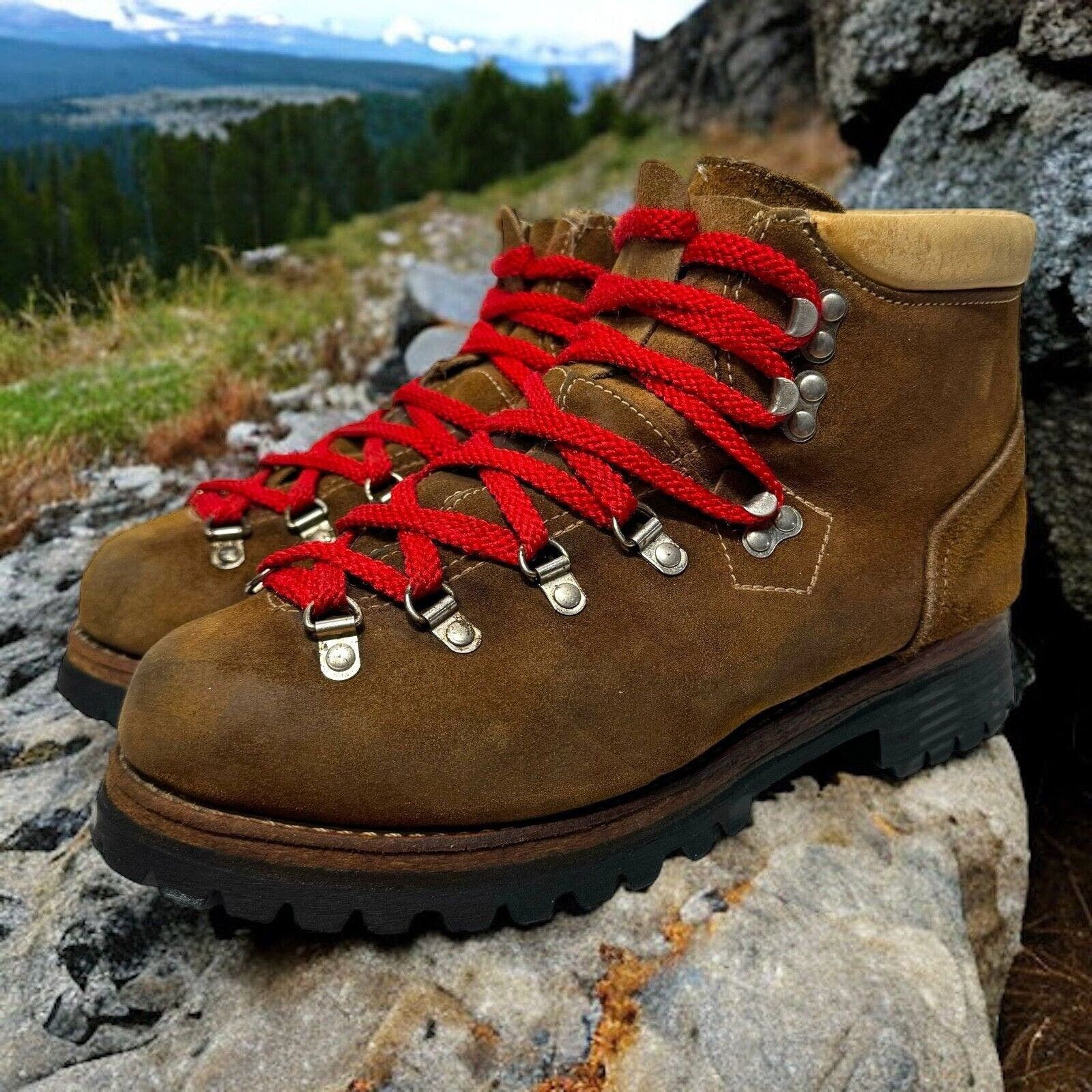 Vintage Sears Montblanc Hiking Boots Brown Suede Leather Mens Size 7.5 B Montblanc M Width Boots for Men for Sale | Shop New & Used  main image 2