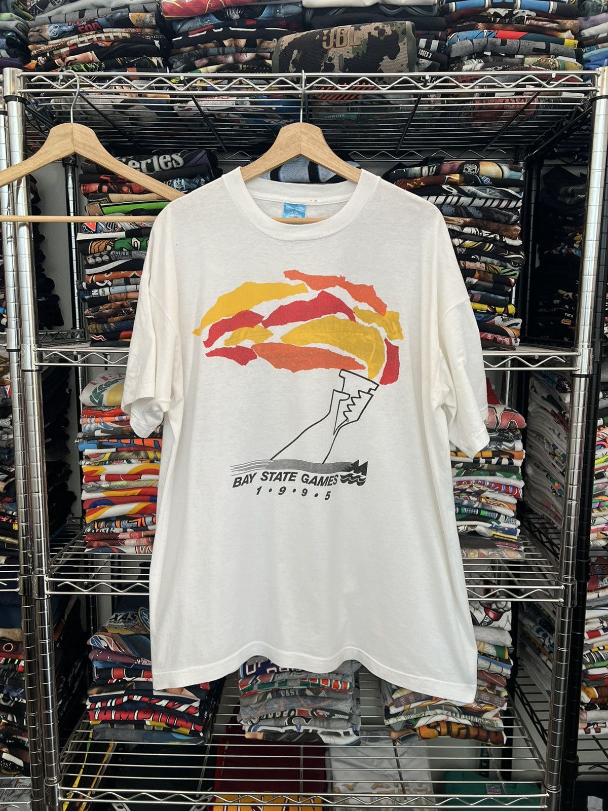 USA Olympics 1995 Bay State Games Single Stitch Torch Tee Size US XL / EU 56 / 4 - 1 Thumbnail