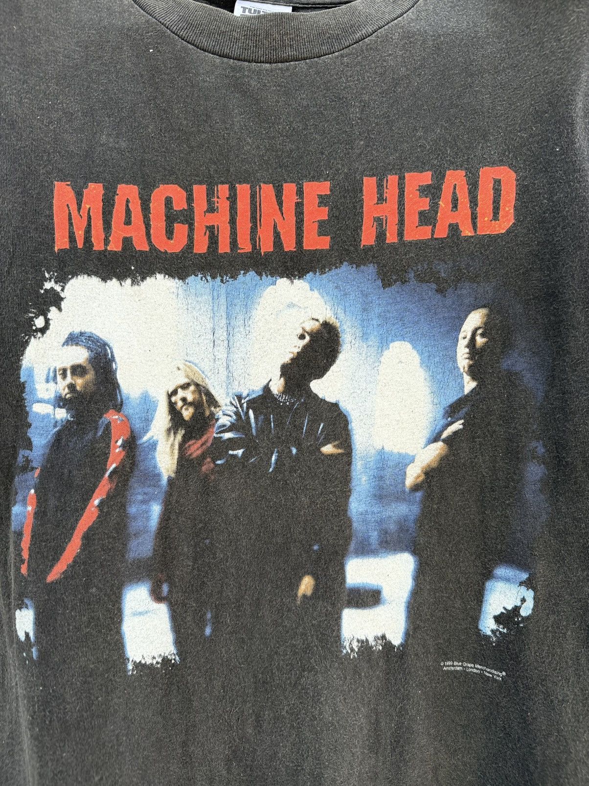 Band Tees Thrashed Vintage 90s Machine Head Blue Grape Faded Grunge T Size US L / EU 52-54 / 3 - 3 Thumbnail