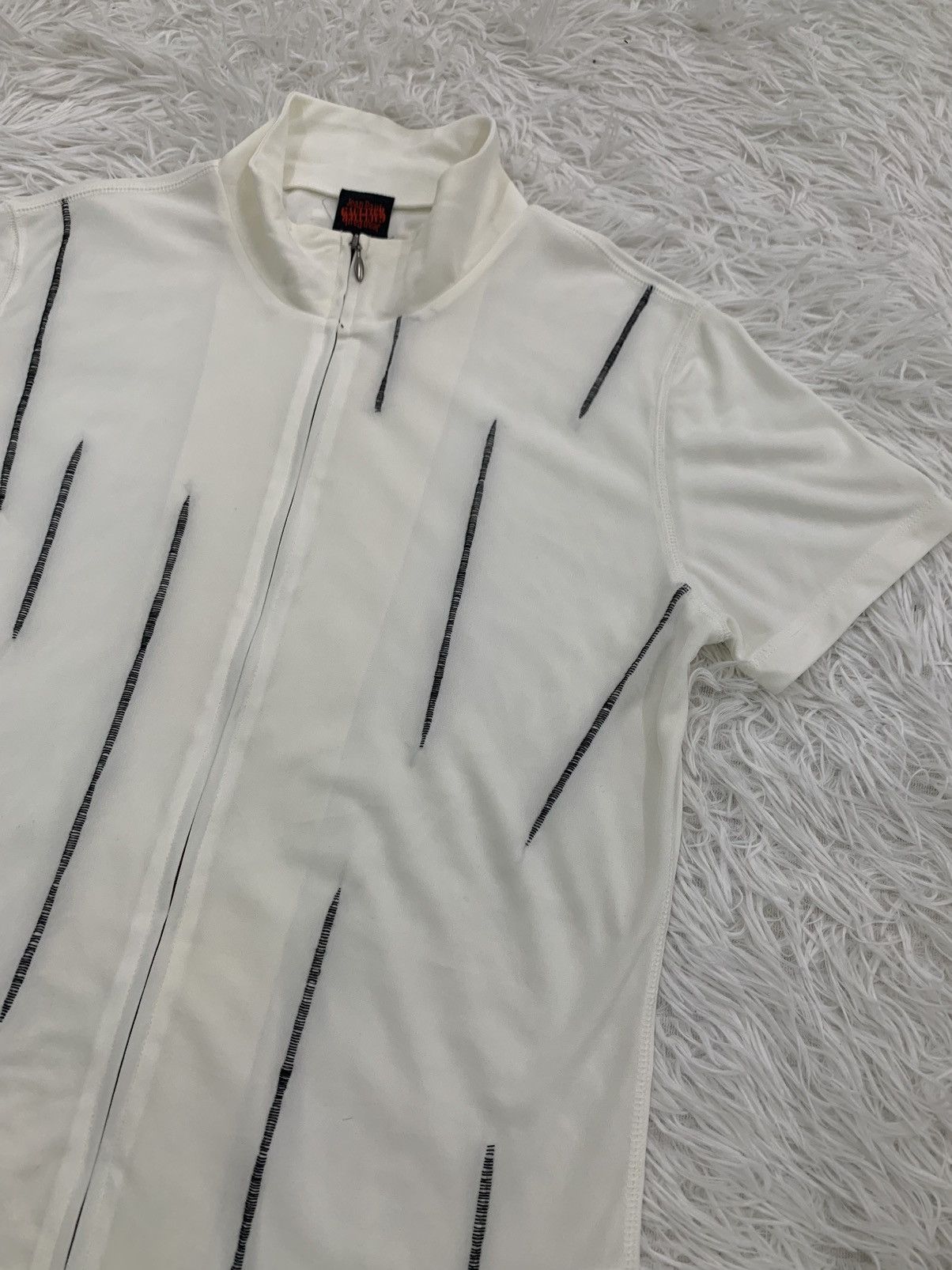 Jean Paul Gaultier Jean Paul Gaultier Stitched Stripe Zipper Short Sleeve Mesh Size US S / EU 44-46 / 1 - 4 Thumbnail