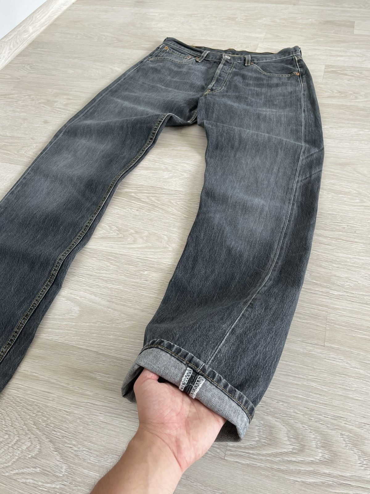 Levi's Vintage 00s Levi's 501 Gray Washed Denim Straight Jeans Size US 33 - 5 Thumbnail