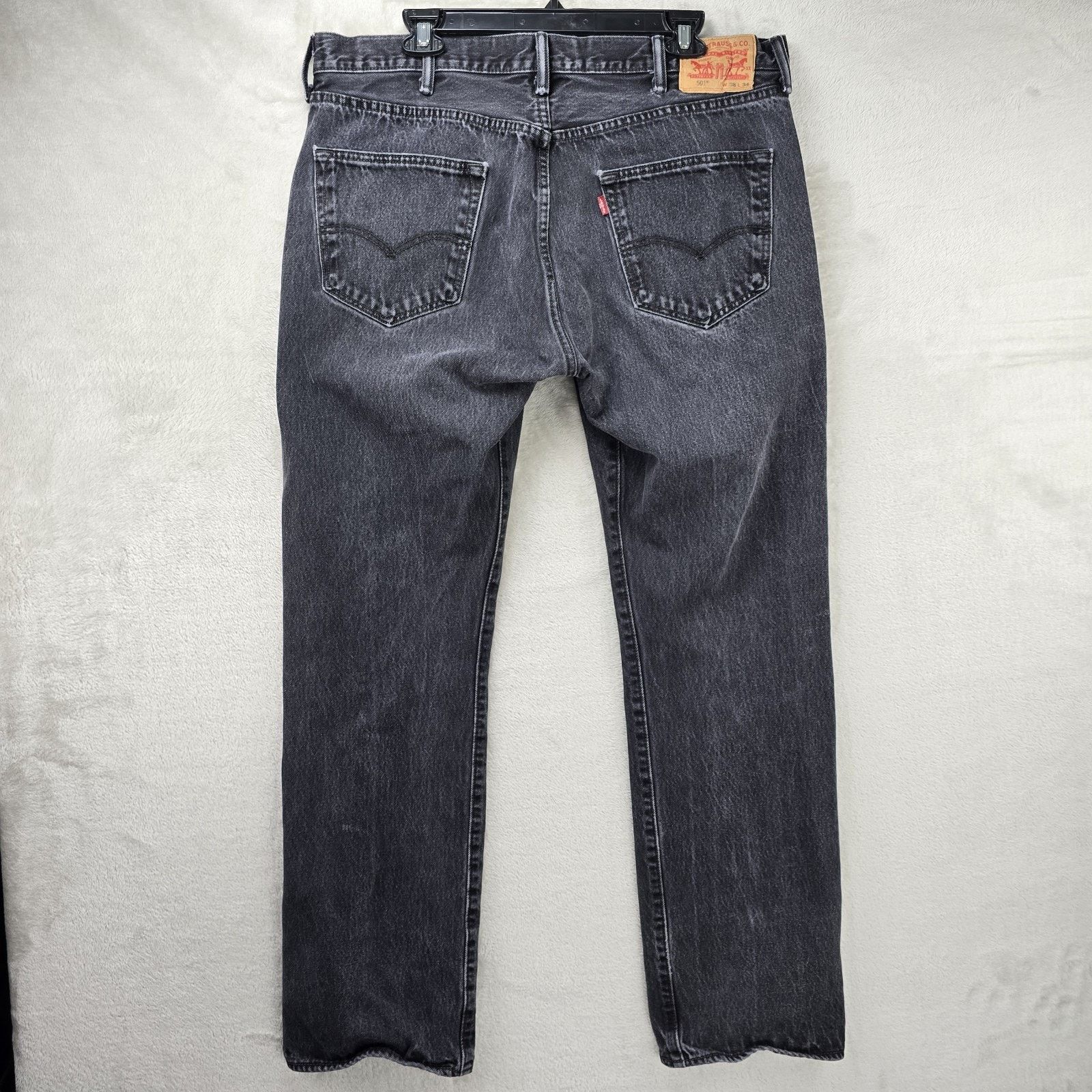 Levi's Levis 501 Mens Black Button Fly Jeans 38x31 Straight Leg Size US 38 / EU 54 - 6 Thumbnail
