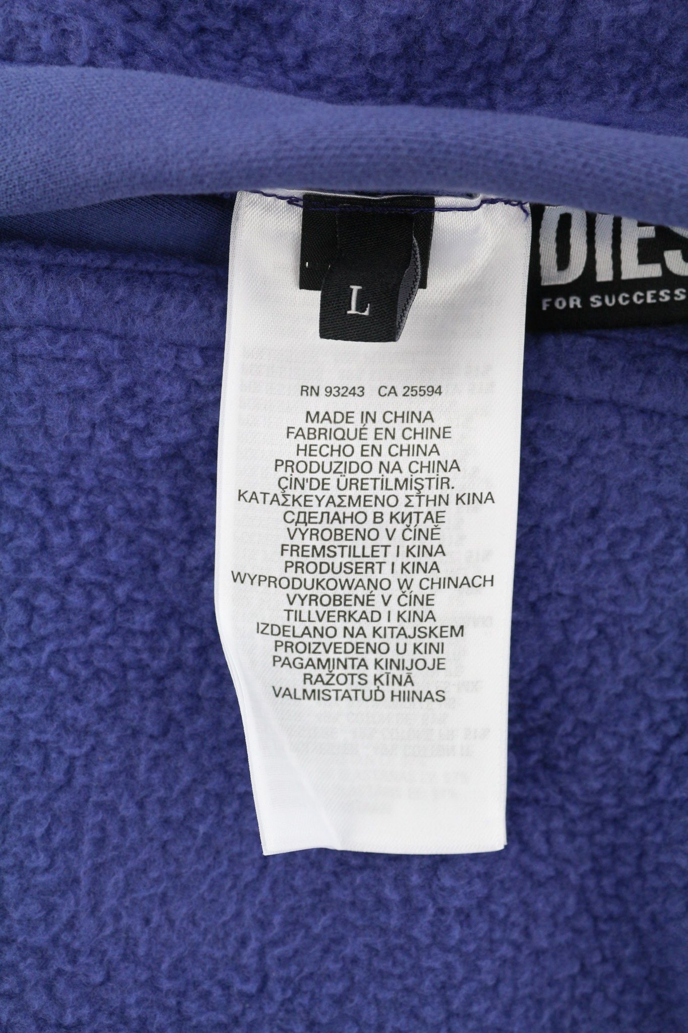 Diesel S-Rummes-Zip-Rev Men Hoodie L Blue RRP€250 Fleece 40113 Size US L / EU 52-54 / 3 - 14 Thumbnail