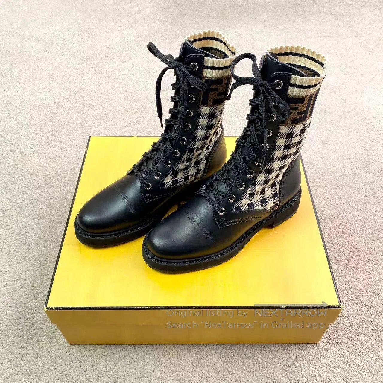 Fendi Fendi Presby-plaid spliced mid-leg boots| Size US 4.5 / IT 34.5 - 2 Thumbnail