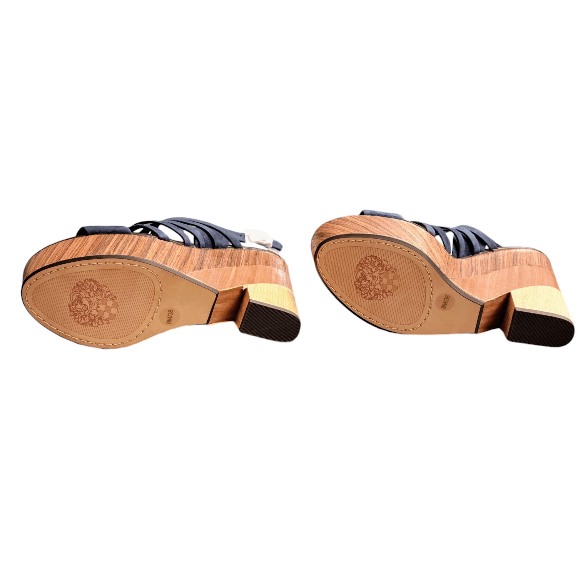 Vince Camuto Vince Camuto Blue Suede Chunky Wooden Patchwork Heel Shoes Size US 8 / IT 38 - 8 Thumbnail