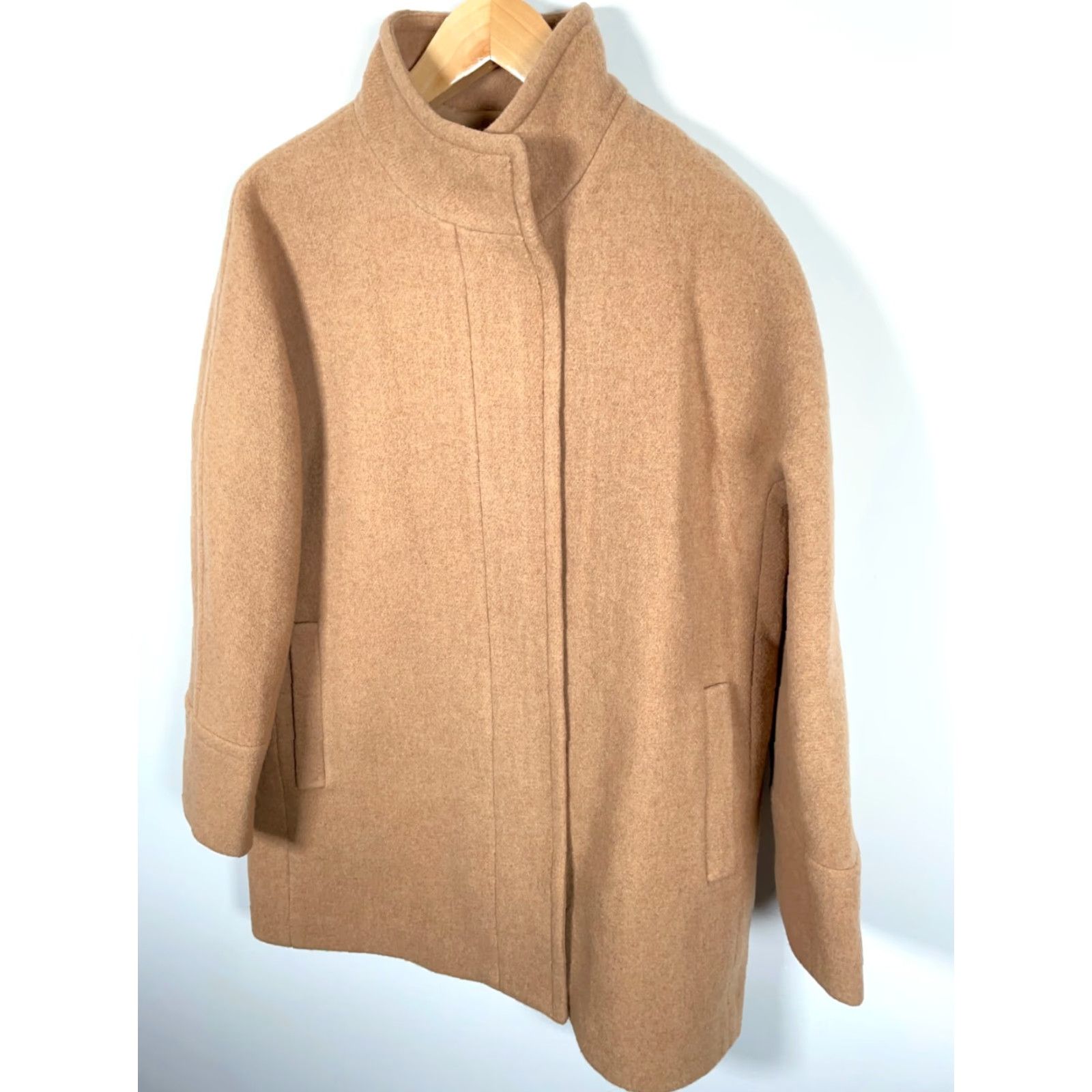 J.Crew VINTAGE J.Crew Factory Wool City Coat Women's 16 Beige Hidden Zip Mid Length AB945 Size XXL / US 16-18 / IT 52-54 - 4 Thumbnail