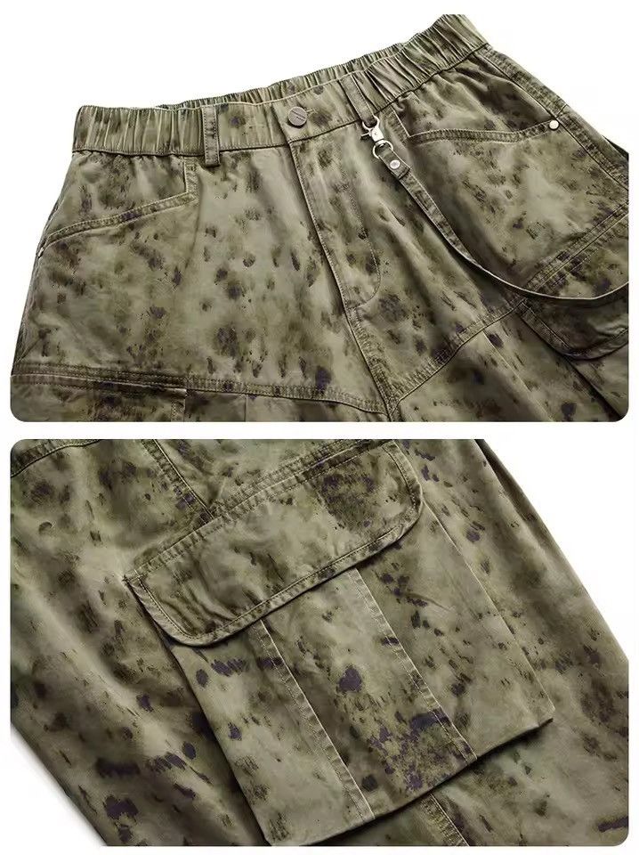 Other Animal Print Olive Green Cargo Shorts Y2K Size US 33 - 7 Thumbnail