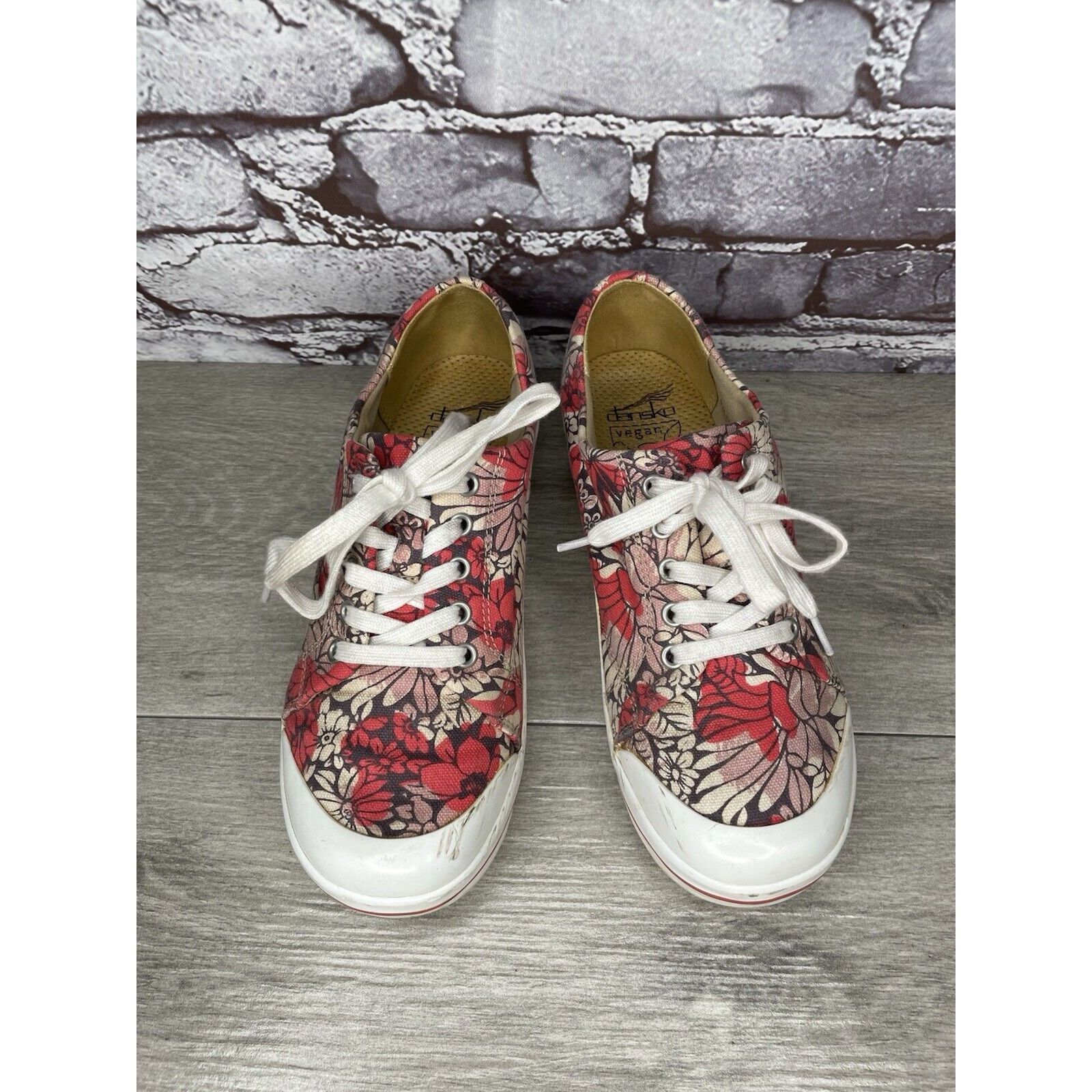 Other Dansko Veda Vegan Red Floral Lace Up Sneaker Clogs Shoes Wom Size US 6.5 / IT 36.5 - 14 Thumbnail