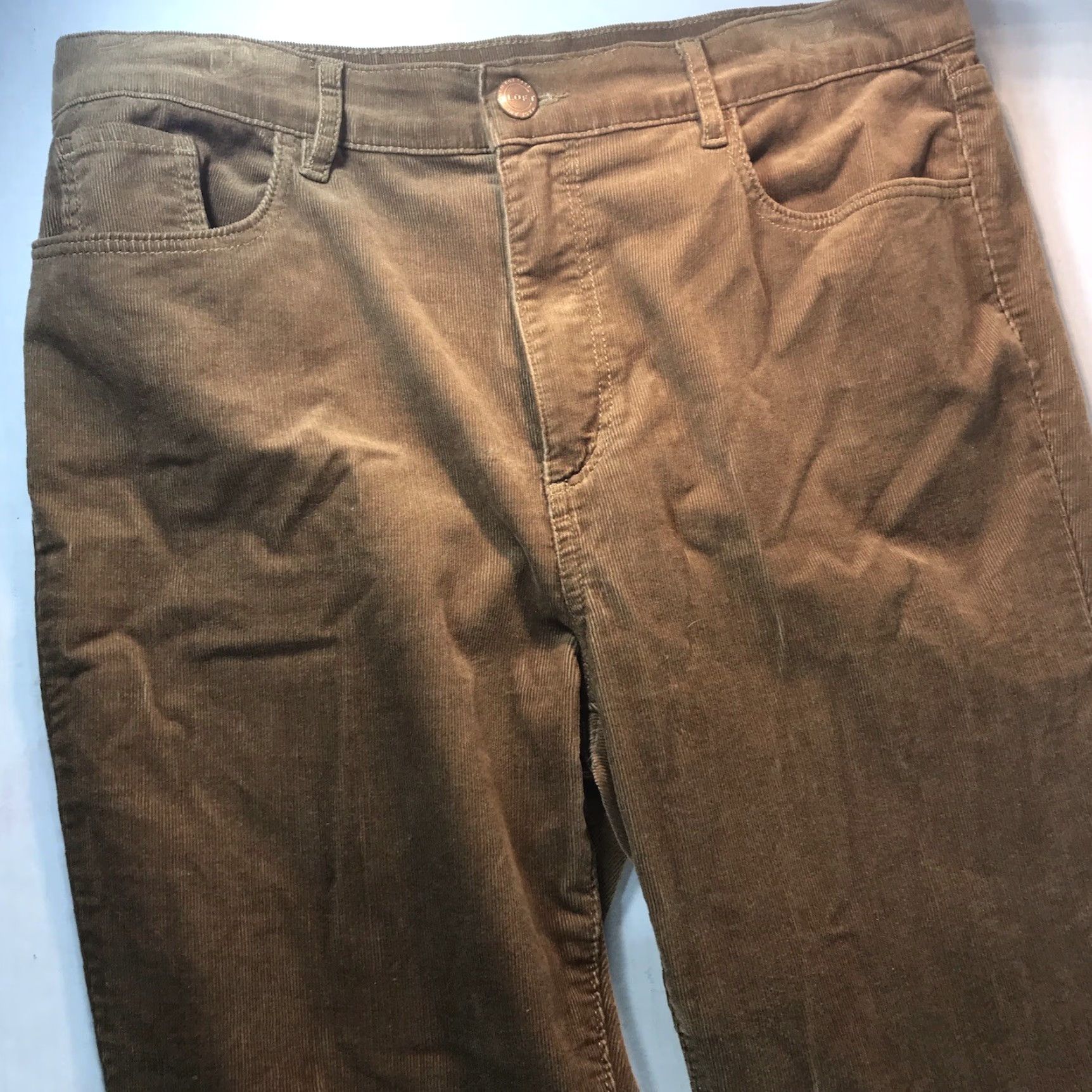 Loft Loft Brown High Waist Skinny Corduroy Pants Womens Size 31/12 90s Casual Workwear Size 24" / US 00 / IT 34 - 2 Thumbnail