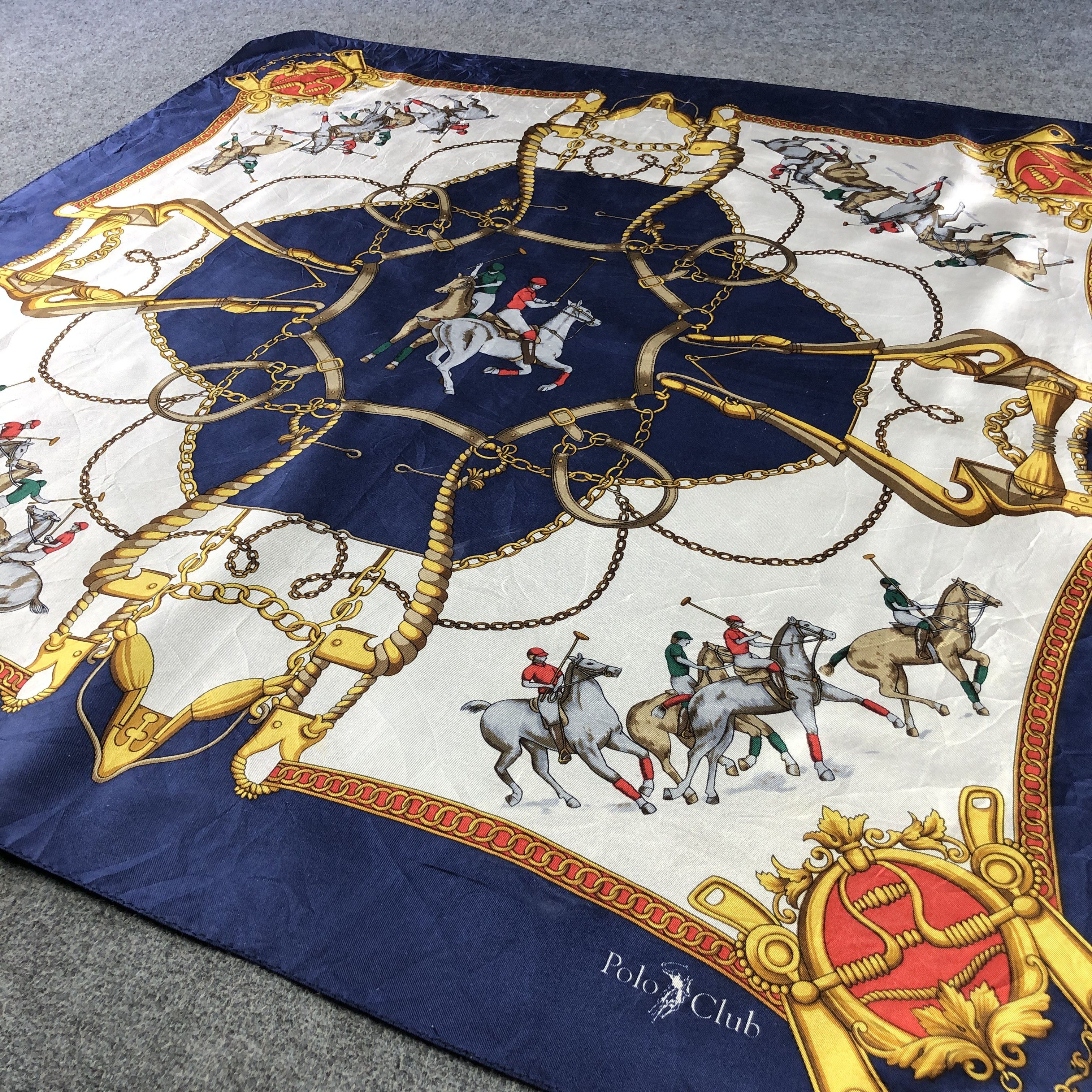 Japanese Brand Polo Club Luxury Silk Scarf M1307 Size ONE SIZE - 3 Thumbnail