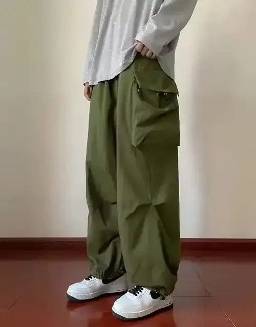 Japanese Brand × Vintage Cargo Pants - "Parachute" Style Pants - Green Baggy Pants Size US 30 / EU 46 - 1 Thumbnail