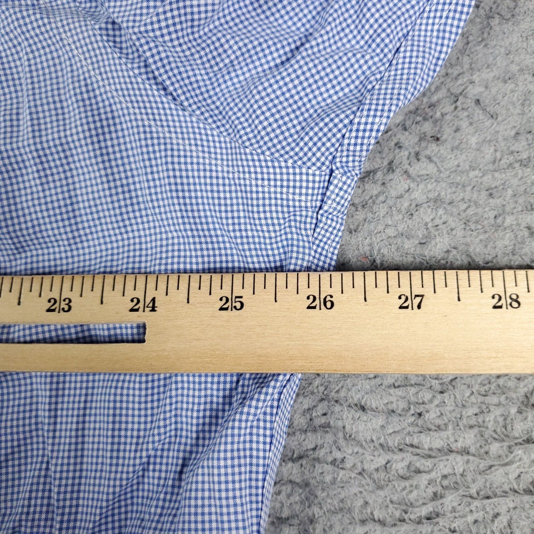 Ralph Lauren VINTAGE Ralph Lauren Shirt Mens 16.5 Blue Check Dress Button Up Long Sleeve Non-Iron Pockets 100% Cotton Regular Adult Mens Size 42R - 7 Thumbnail