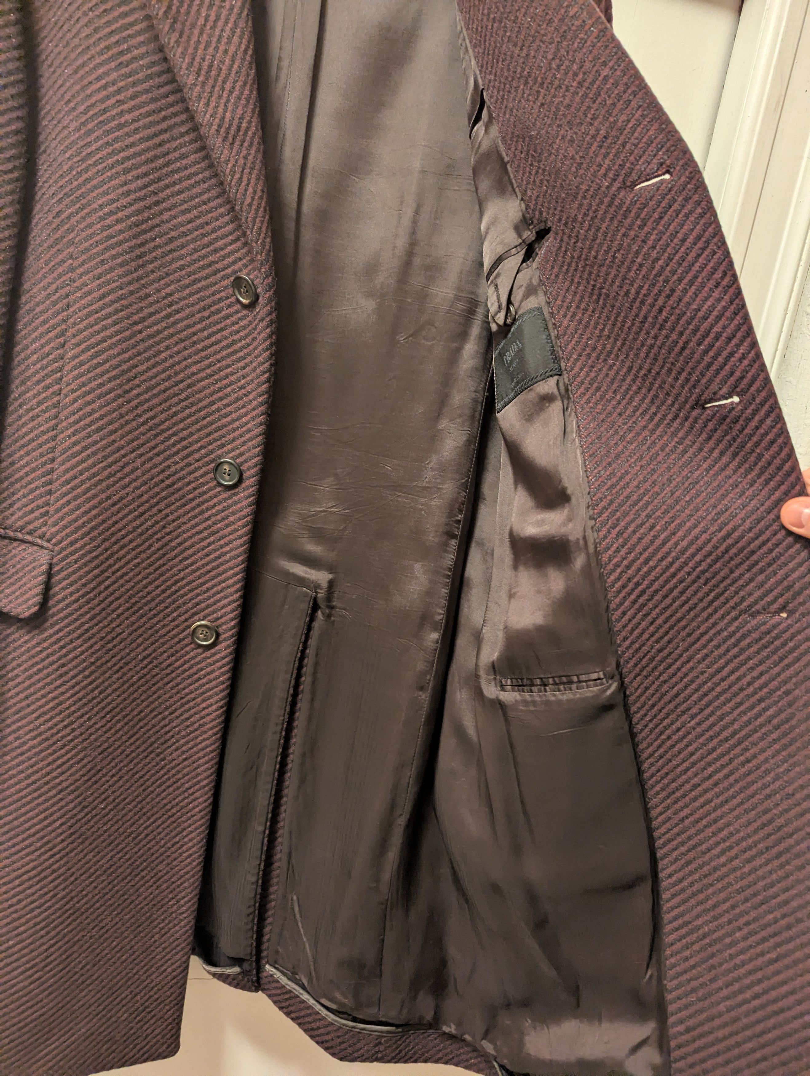 Prada Charcoal Burgundy Mohair & Cashmere Topcoat Size US M / EU 48-50 / 2 - 3 Thumbnail