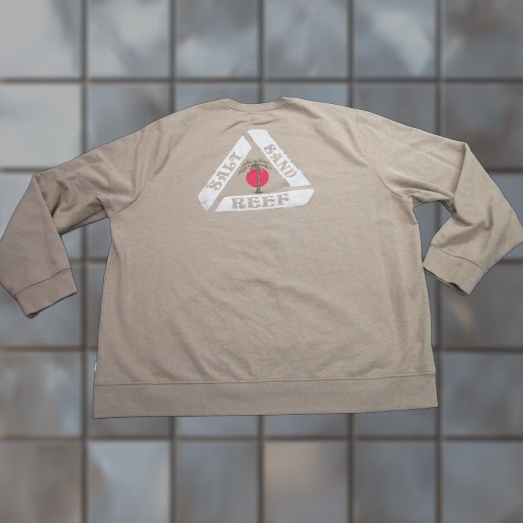 REEF Reef Sweatshirt Mens 2XL Brown Crewneck Pullover Salt Sand Palm Eco Cotton Blend Graphic Print Size US XXL / EU 58 / 5 - 1 Thumbnail