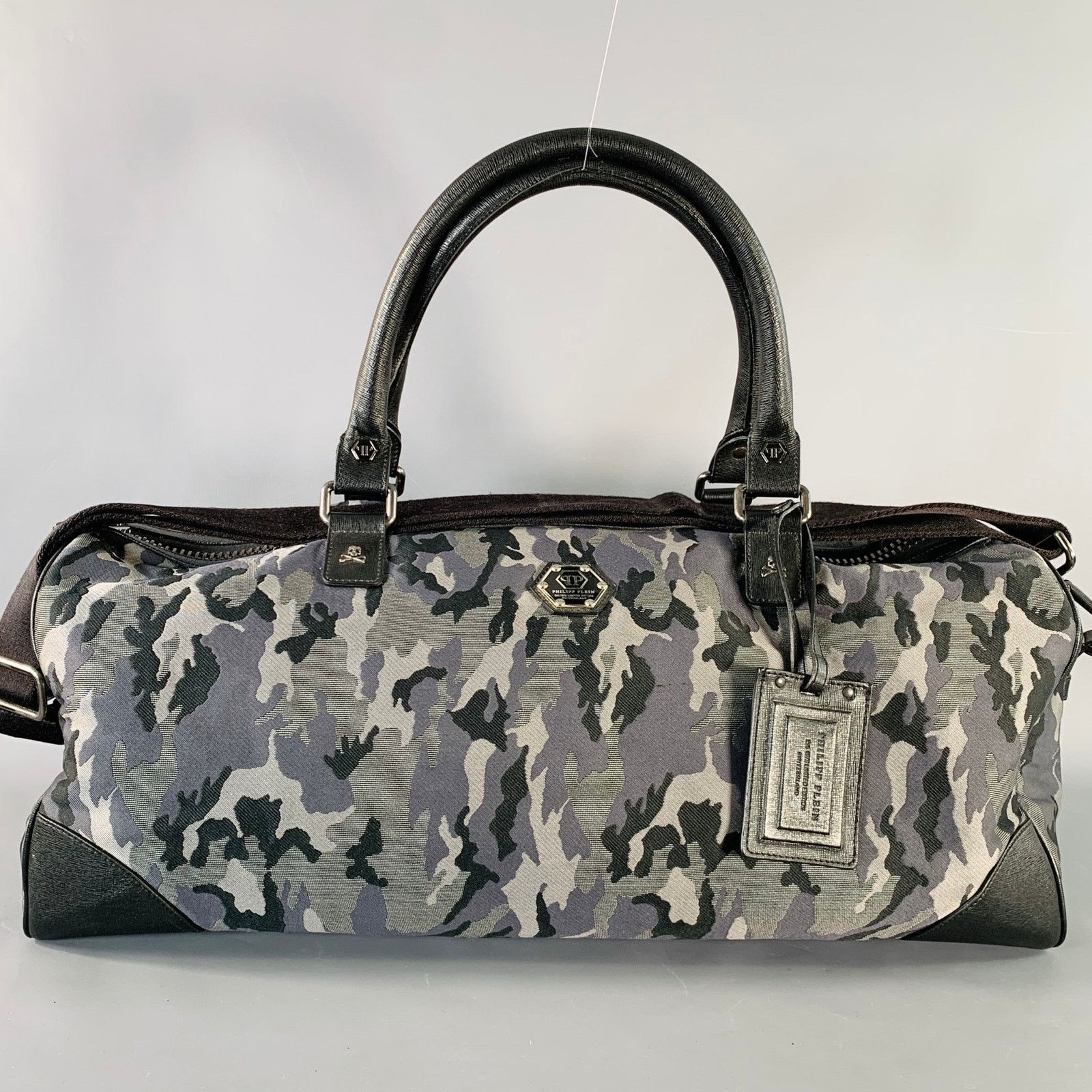 Philipp Plein PHILLIPP PLEIN Grey Camouflage Saffiano Leather Canvas Bag Size ONE SIZE - 2 Thumbnail