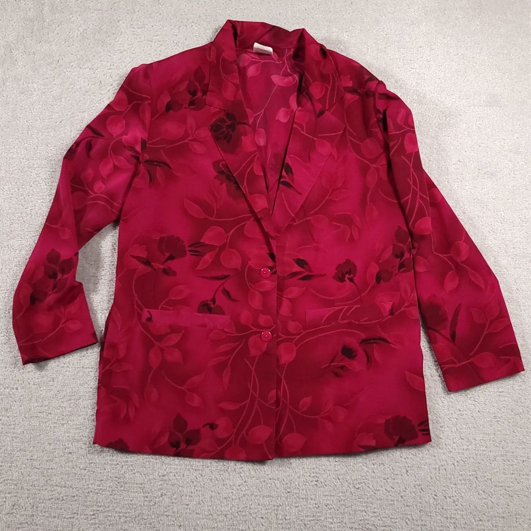 Vintage VINTAGE Ysu Division Of Graff Blazer Womens 8 Floral Satin Jacket Petite Made in USA Red Floral Satin Blazer Women Petite 8 Vintage Mens? Size M / US 6-8 / IT 42-44 - 2 Thumbnail