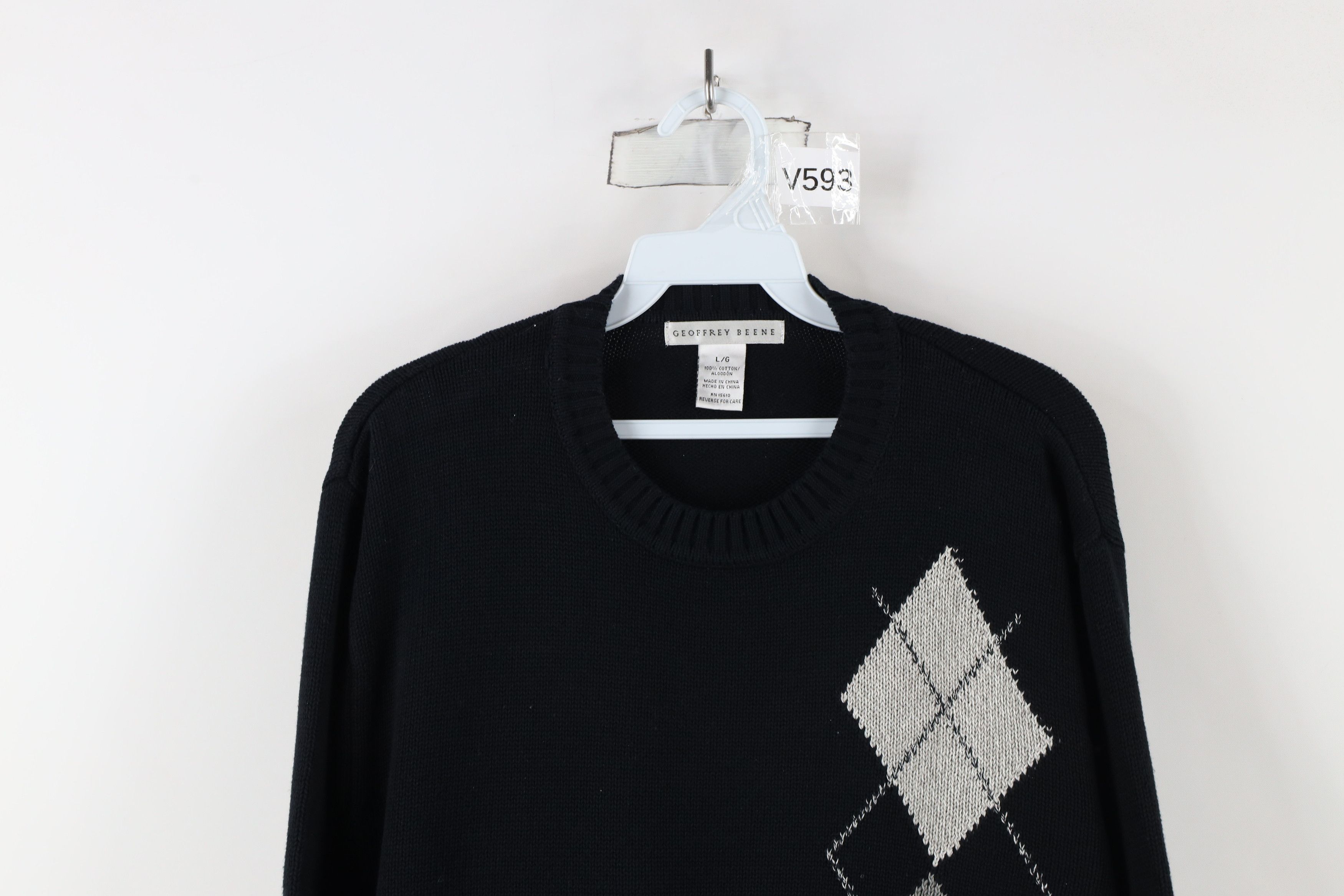 Vintage Vintage 90s Streetwear Cotton Argyle Diamond Knit Sweater Size US L / EU 52-54 / 3 - 2 Thumbnail