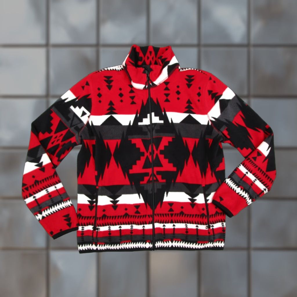 Ralph Lauren Lauren Ralph Lauren Jacket Womens Large Red Fleece Aztec Southwest Print Zip Size L / US 10 / IT 46 - 1 Thumbnail