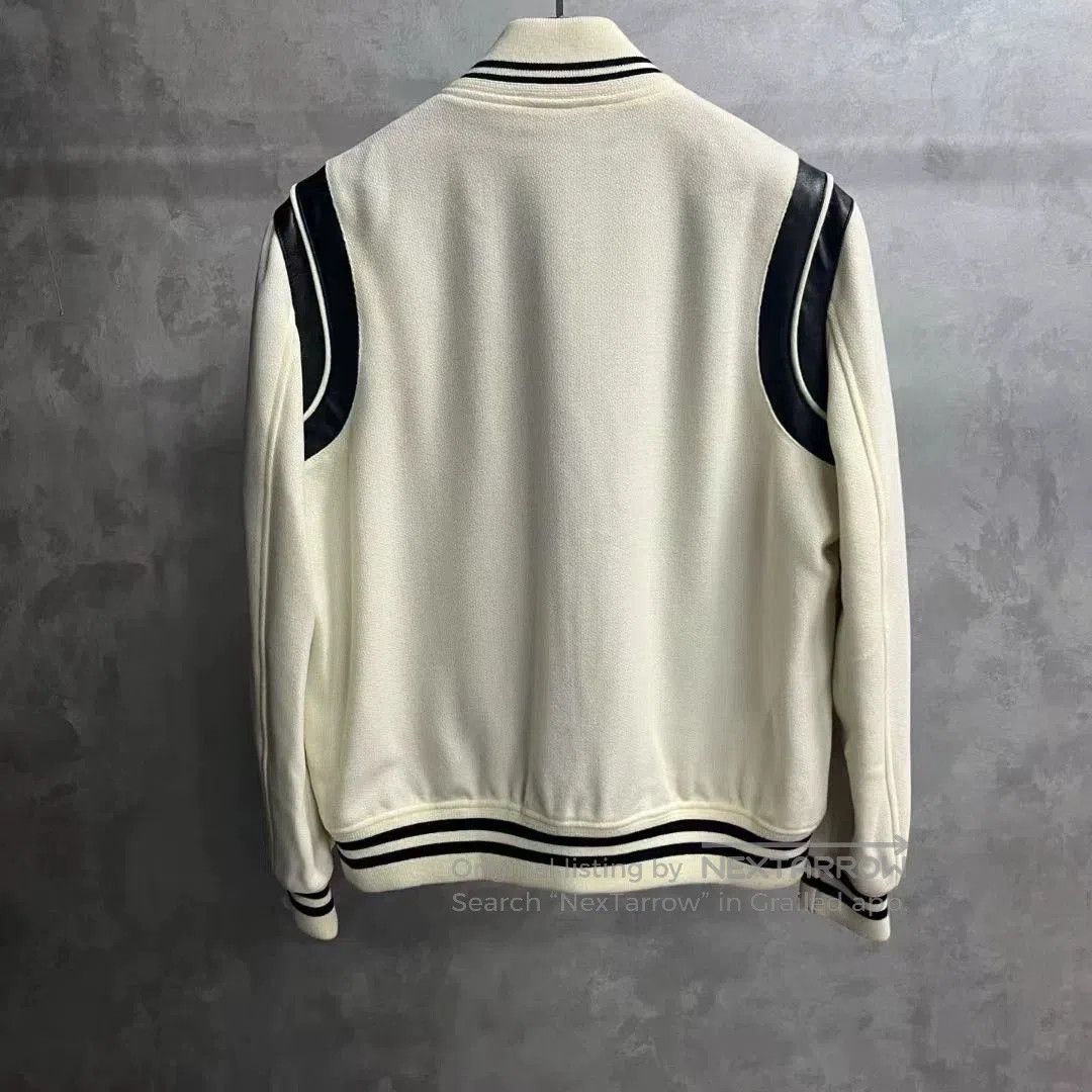 Saint Laurent Paris Saint Laurent White Striped Baseball Jacket. Size US M / EU 48-50 / 2 - 2 Thumbnail