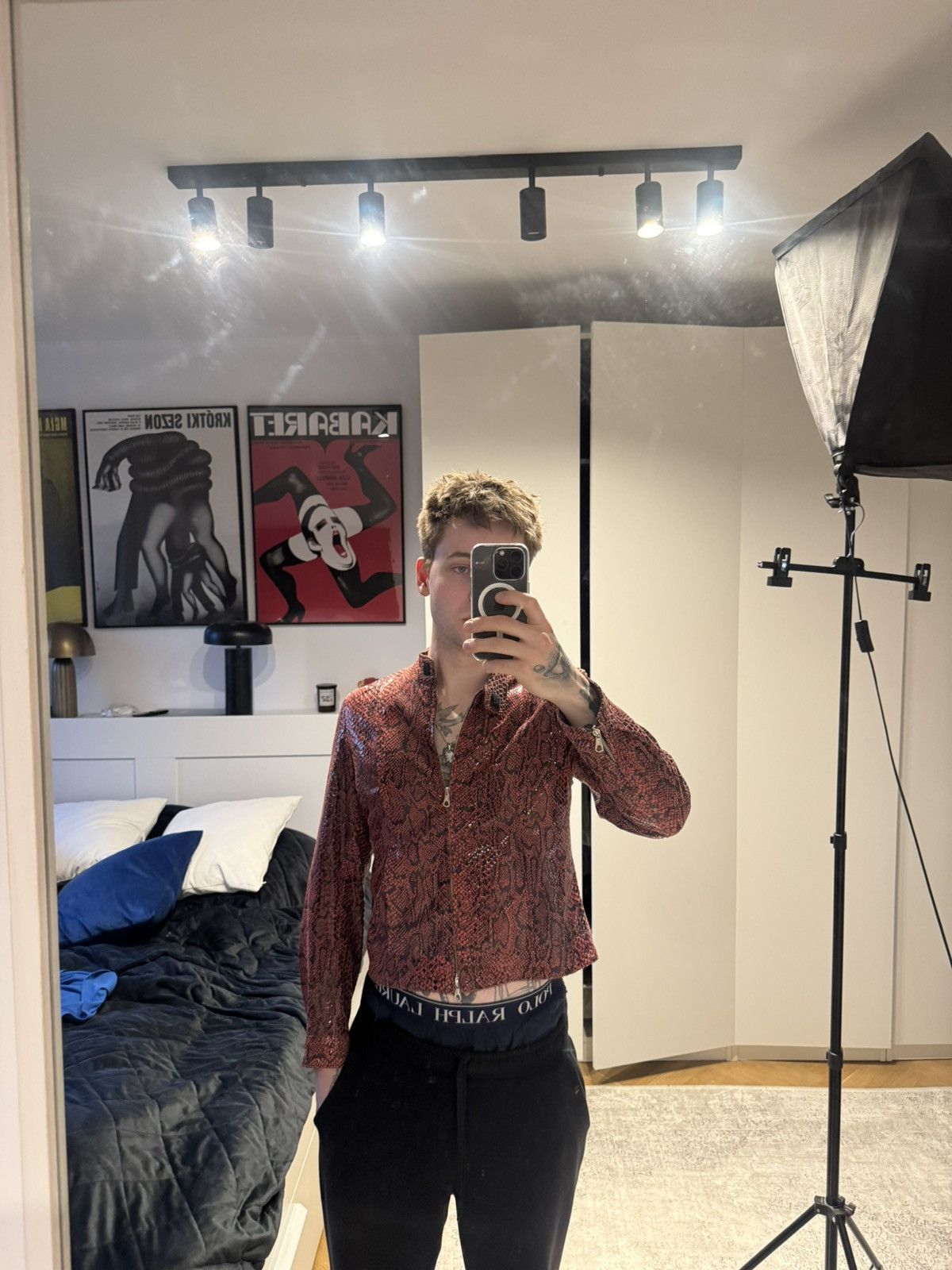 Leather Vintage Y2k Snake Print Leather Jacket Avant Garde Cropped Size US XS / EU 42 / 0 - 5 Thumbnail
