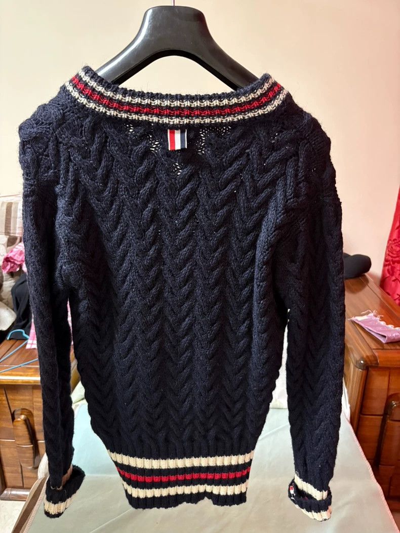 Thom Browne Thom Browne Blue and grey knit sweater Size US M / EU 48-50 / 2 - 3 Thumbnail