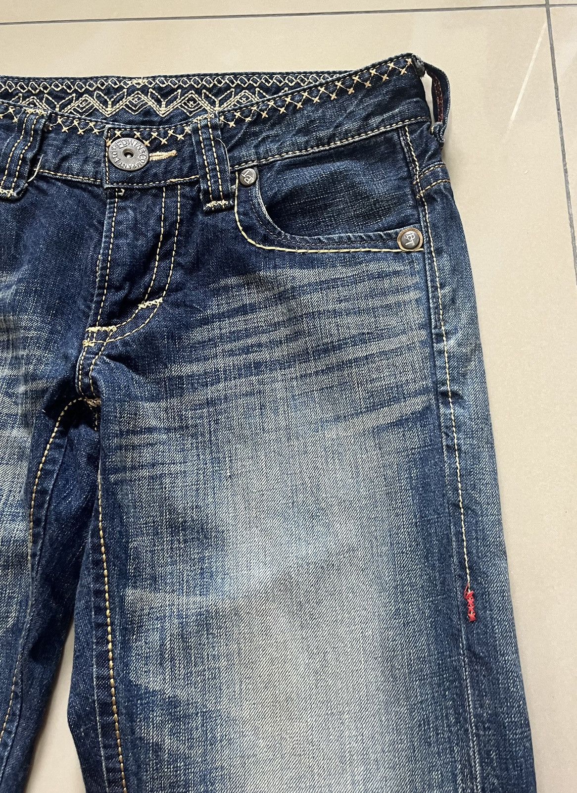 Edwin Flare Jeans Edwin blue trip distressed faded low rise F1 Size US 31 - 7 Thumbnail