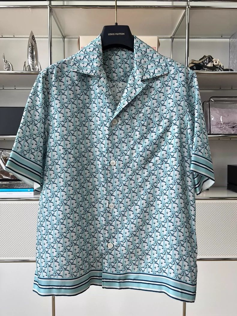 Dior Dior Size 37 Blue old flower full print logo mulberry silk Size US XXS / EU 40 - 1 Thumbnail