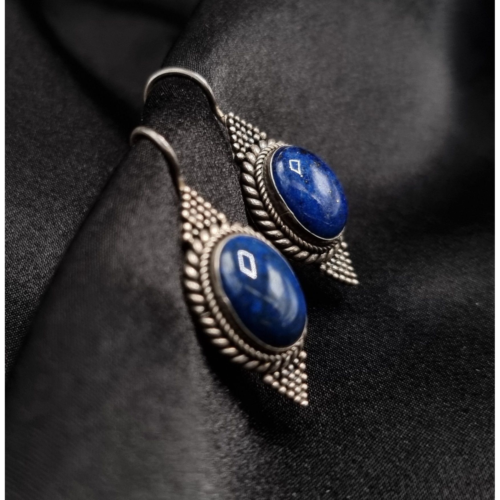 Vintage Early 2000s Lapis Lazuli 925 Sterling Silver Dangle Earrings Size ONE SIZE - 2 Thumbnail