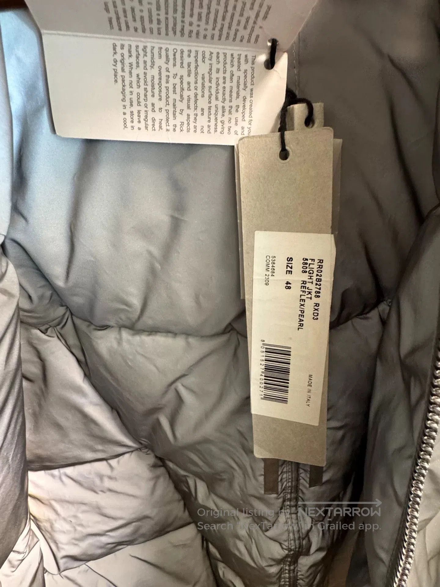 Rick Owens Rick Owens Reflective Pilot Jacket Pearl Gray. Size US M / EU 48-50 / 2 - 3 Thumbnail