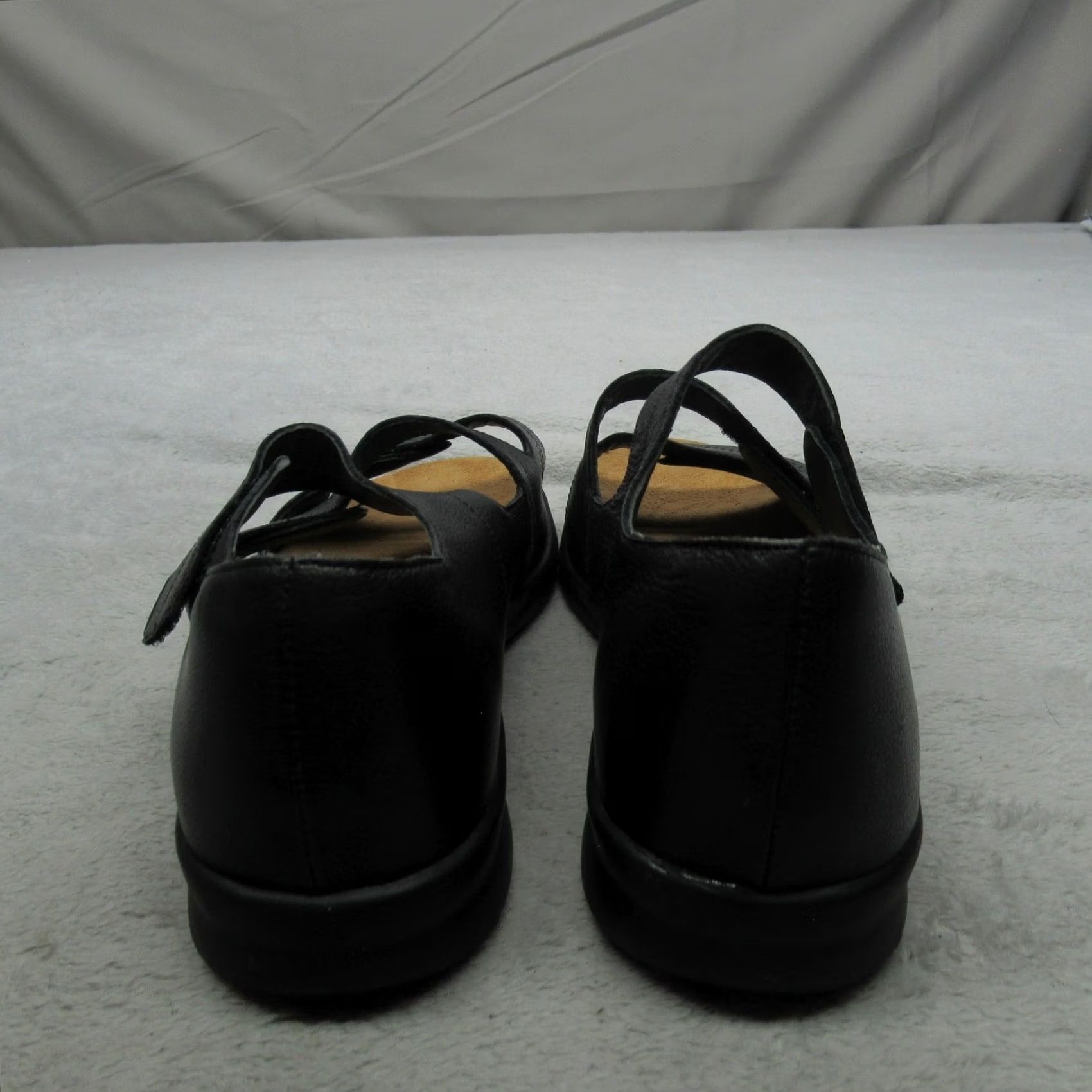 Vintage Ziera Women Sandals Black Leather Super Support Adjustable Strap Hook & Loop Flat Open Toe Size US 11 / IT 41 - 6 Thumbnail