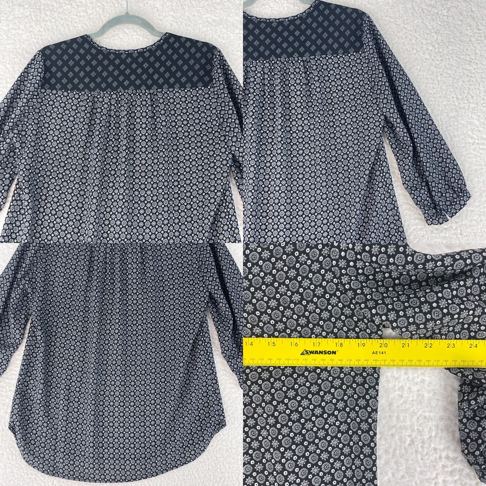 Vintage Kut from the Kloth Black Shirt Womens Medium Tie Neck 3/4 Sleeve Lightweight Blouse Size M / US 6-8 / IT 42-44 - 9 Thumbnail