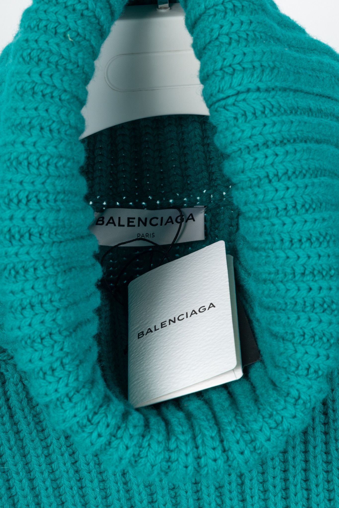 Balenciaga Balenciaga AW17 Turquoise Oversized Ribbed Wool Turtleneck Size XL / US 12-14 / IT 48-50 - 9 Thumbnail