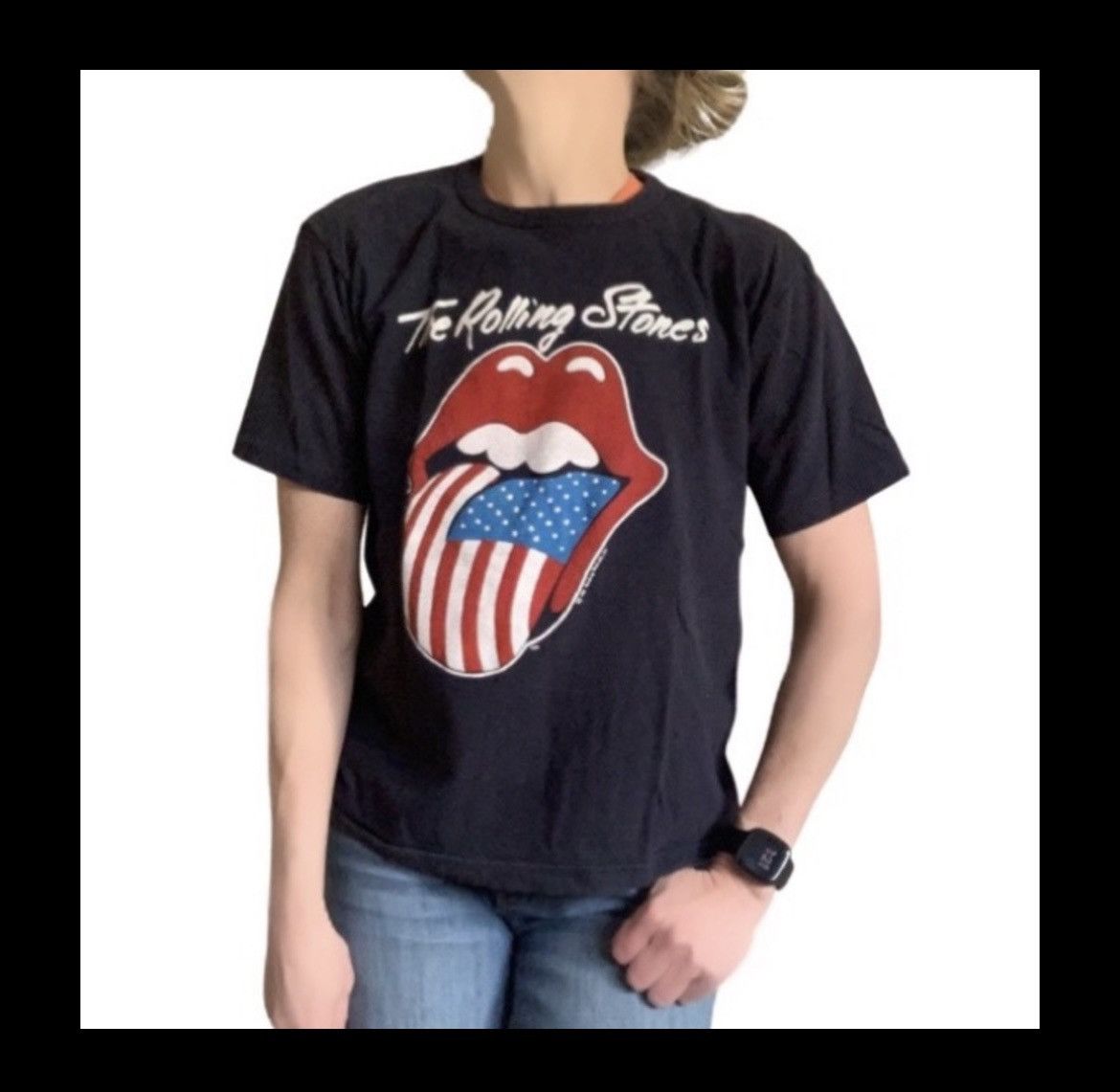 Vintage Vtg 1981 Rolling Stones North American Tour Black T-Shirt Size M / US 6-8 / IT 42-44 - 2 Thumbnail