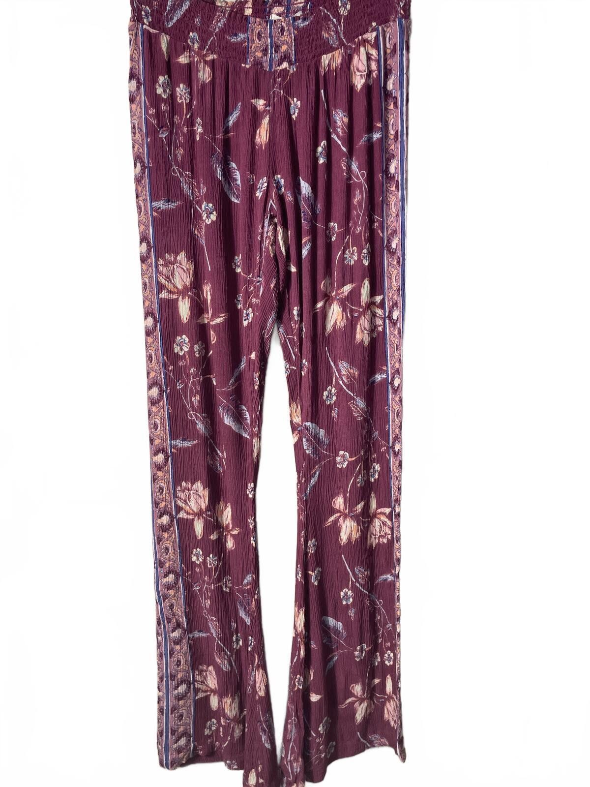 Billabong Billabong Wide Leg Pants Women's Medium Floral Flair Boho Size 32" / US 10 / IT 46 - 6 Thumbnail