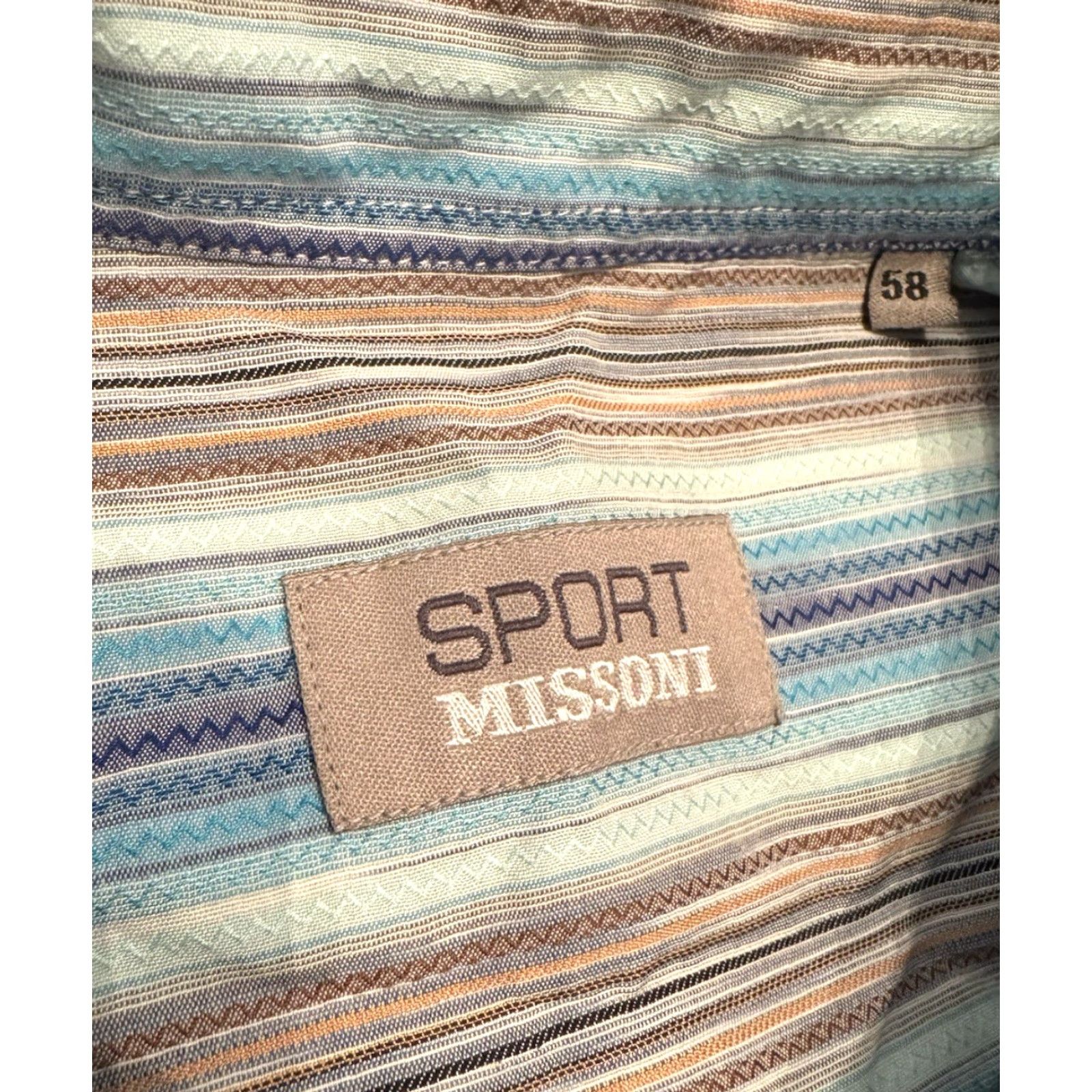 Missoni MISSONI SPORT Striped Embroidered Logo Mens 58 Shirt Shirt Mens 58 Blue Brown White Black Embroidered Button-Up Short Sleeve 90s or 00s? Size US XXL / EU 58 / 5 - 6 Thumbnail