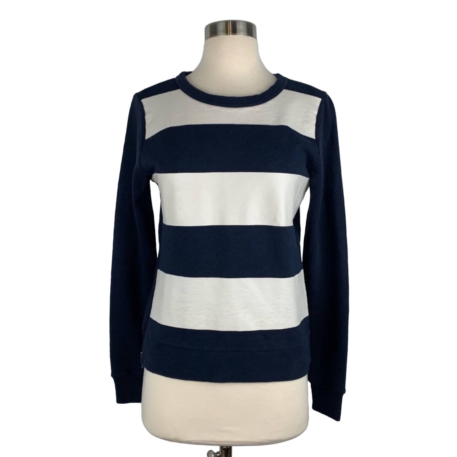 J.Crew J CREW Navy White Nautical Preppy Striped Pullover Sweater Size XS / US 0-2 / IT 36-38 - 2 Thumbnail
