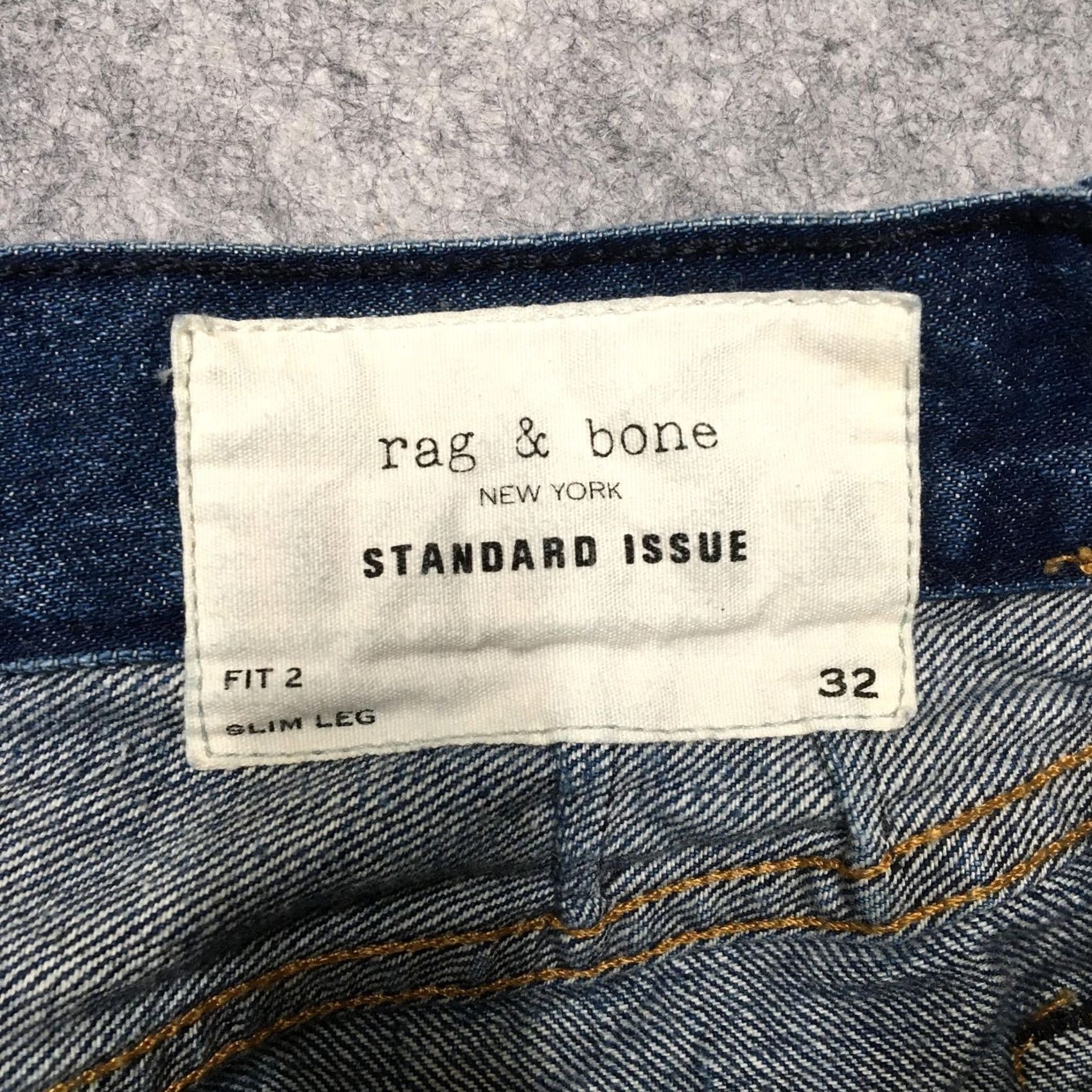 Rag & Bone rag & bone Standard Issue Jeans Mens 32x29 Blue Slim Leg Denim United States Jeans Mens 32 Blue Slim Knees Ribbed rb Logo 5-Pocket Size US 32 / EU 48 - 6 Thumbnail