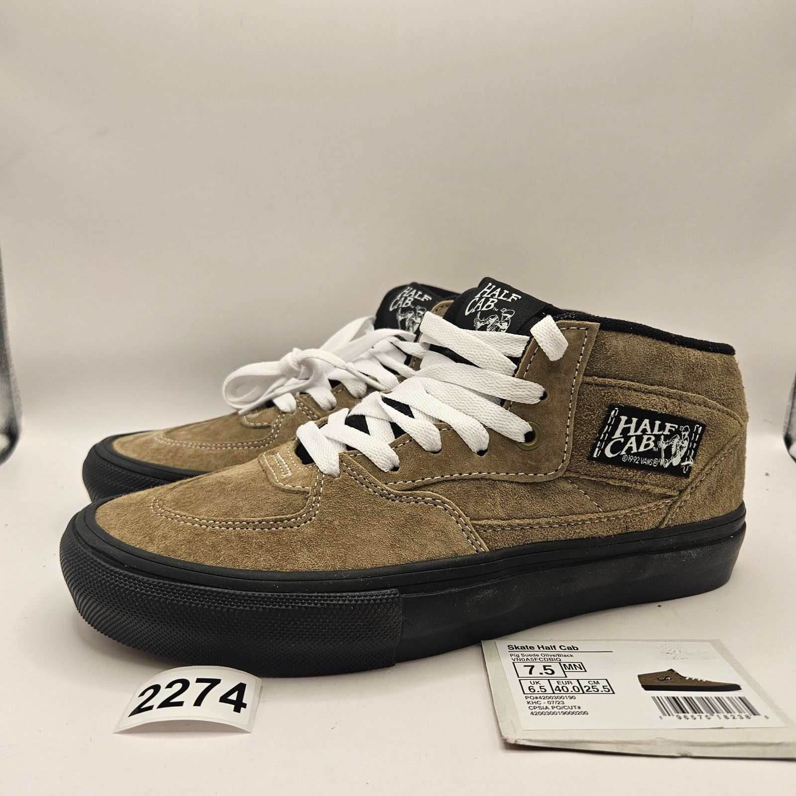 Vans VANS MEN'S 7.5 RARE SKATE HALF CAB PIG SUEDE OLIVE BLACK Size US 7.5 / EU 40-41 - 1 Thumbnail