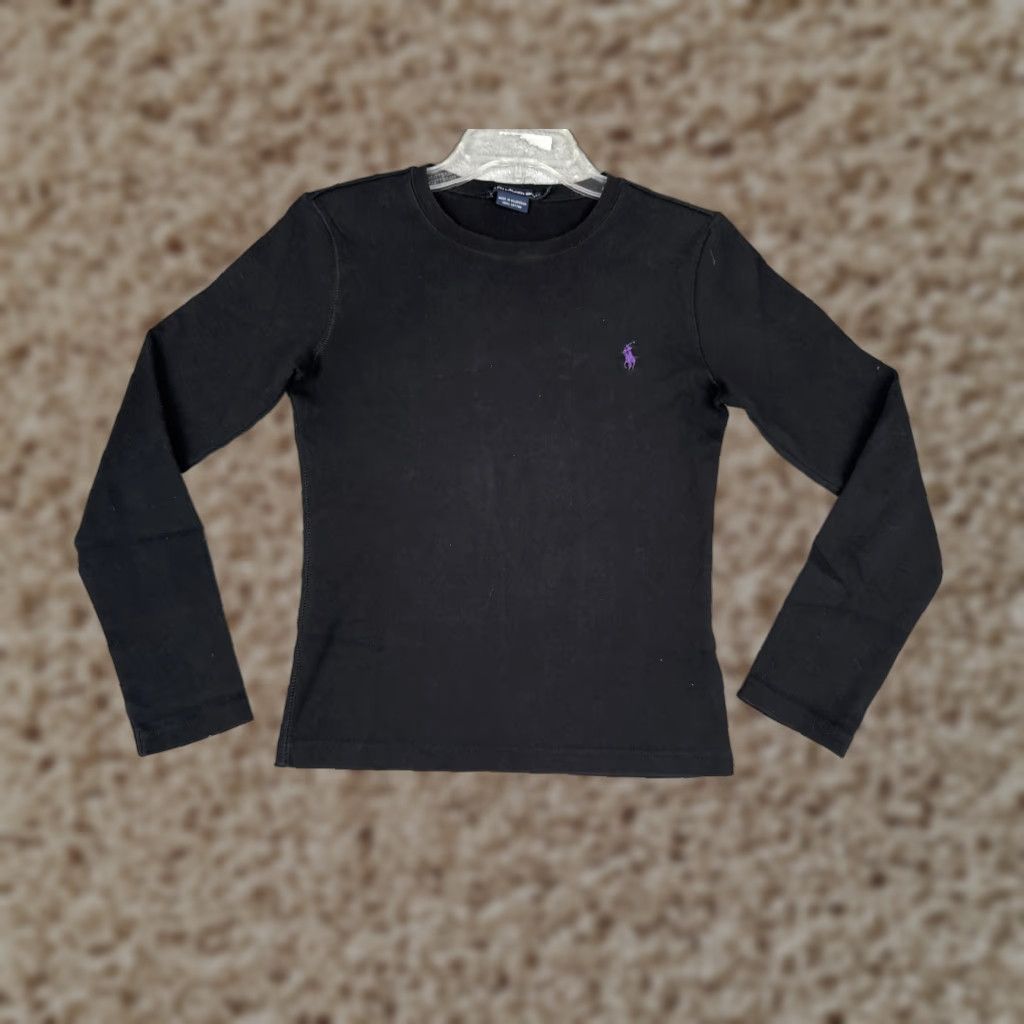 Polo Ralph Lauren Ralph Lauren Sport Shirt Teens Medium Black Slim Fit Long Sleeve Cotton Logo Tee Size US M / EU 48-50 / 2 - 1 Thumbnail