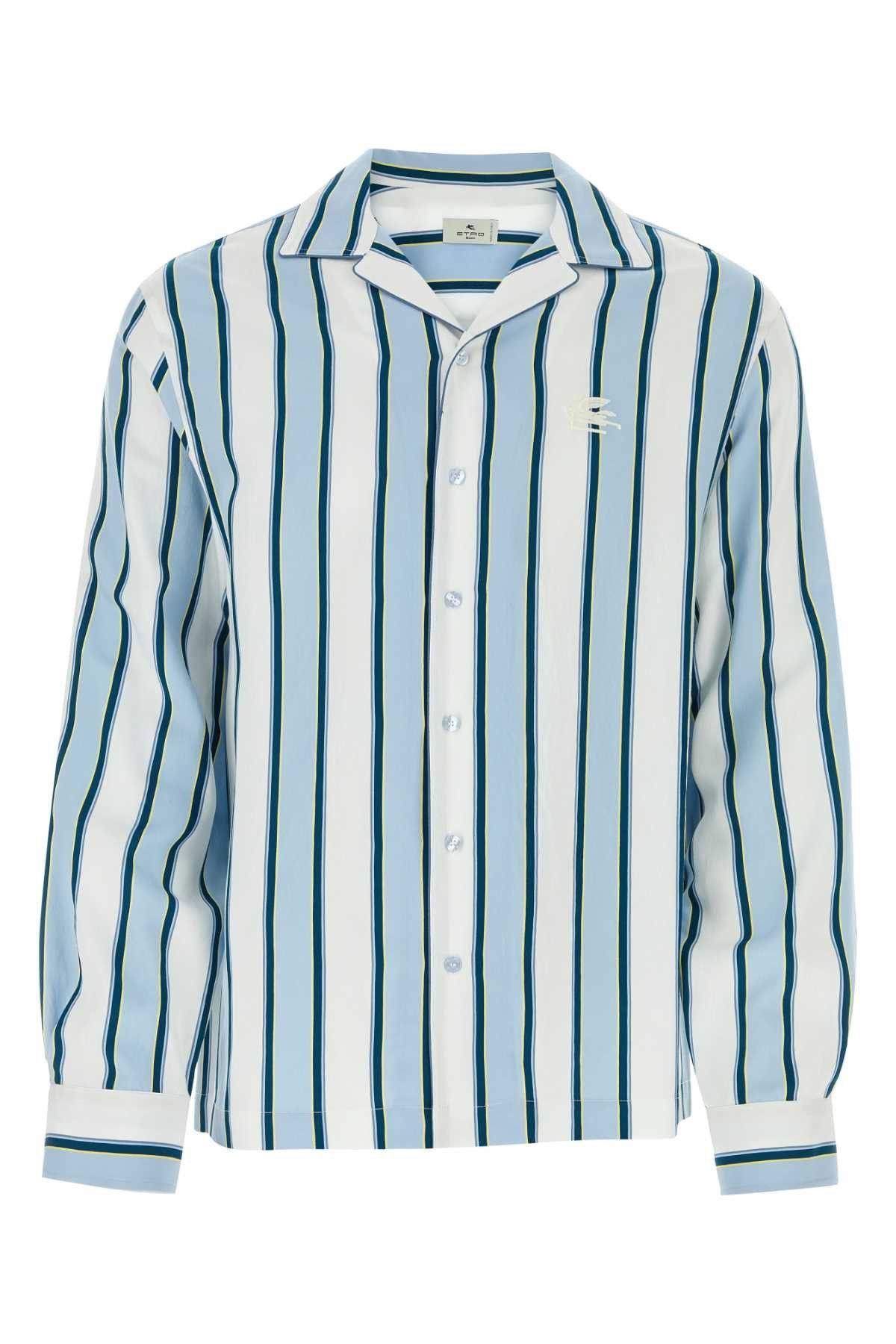 image of Etro Embroidered Viscose Blend Shirt in Stripped, Men's (Size Large)