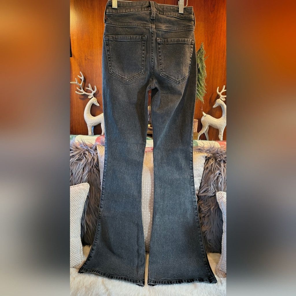 Hollister Hollister Dark Wash Black/Gray Flare Jeans NWT Size 23" - 6 Thumbnail
