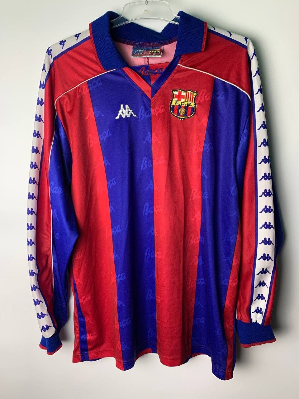 image of F C Barcelona x Kappa Barcelona Vintage 1992-93 Home Football Shirt De La Pena, Men's (Size XL)