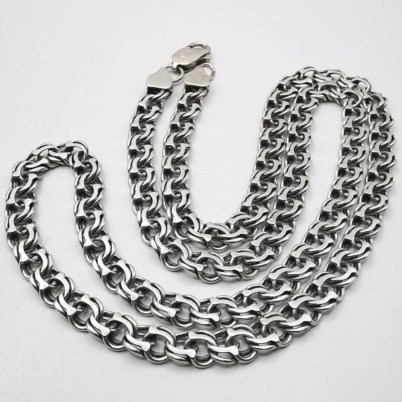 Sterling Silver Vintage Jewelry Chain, 925 Sterling Silver, Signed 26.14g Size ONE SIZE - 1 Thumbnail